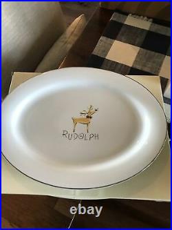 RETIRED Pottery Barn REINDEER Rudolph Serving Oval Platter Serveware NEW