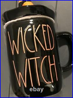 Rae Dunn Halloween Black Wicked Witch Mug With Legs Topper Lid Brand New 2020