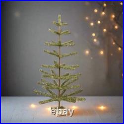 Ragon House Germany Style 48 Green Feather Tree with Berries in Stenciled Wood Ba