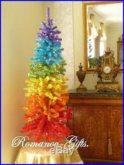 Rainbow Slim Pencil Pre-Lit Christmas Tree 5 ft high by 22 Gay Pride LGBT