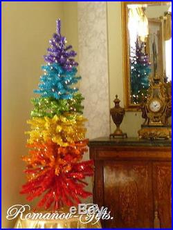 Rainbow Slim Pencil Pre-Lit Christmas Tree 5 ft high by 22 Gay Pride LGBT