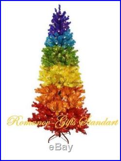 Rainbow of colors Slim Pre-Lit Unicorn Christmas Tree 7 ft high by 36
