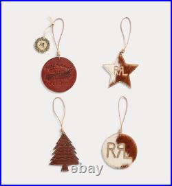 Ralph Lauren RRL Limited Edition Leather Haircalf Holiday Ornament Set New
