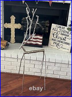 Rare 44 Pottery Barn Store Display Sculpted Silver Twig Reindeer