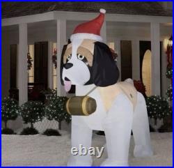 Rare 9′ LED St Bernard Dog With Santa Hat Christmas Inflatable Decor By Gemmy
