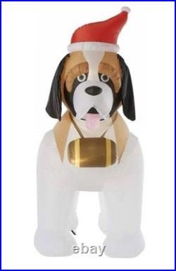 Rare 9' LED St Bernard Dog With Santa Hat Christmas Inflatable Decor By Gemmy