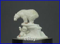 Rare Antique German Bisque Snow Baby & Polar Bear Christmas Cake Decoration