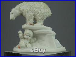 Rare Antique German Bisque Snow Baby & Polar Bear Christmas Cake Decoration