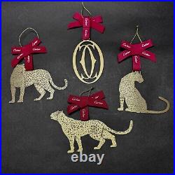 Rare Authentic Cartier Christmas Hanging Ornaments Metal Decoration 4 Pieces Set