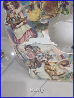 Rare Bethany Lowe Easter Die cut Wreath Spring Bunny Chicks Peeps Shabby Retro