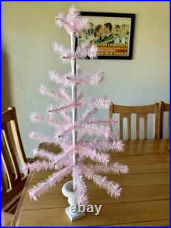 Rare Bethany Lowe Pink Feather Tree Urn Base Vintage Look Kitschy. Tall & Cute