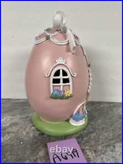 Rare Easter Bunny Lighted 13 Egg HOUSE Valerie Parr Hill Pastel Pink