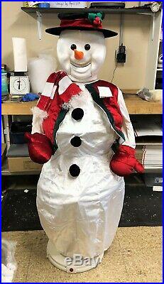Rare Gemmy Animated Snowman Life Size Dancing Singing + Microphone Christmas