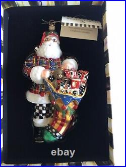 Rare/Retired MacKenzie Childs (NY) HOLLY SANTA Glass Ornament 53910-26 MIB