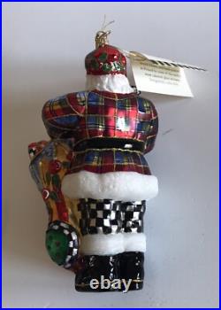 Rare/Retired MacKenzie Childs (NY) HOLLY SANTA Glass Ornament 53910-26 MIB