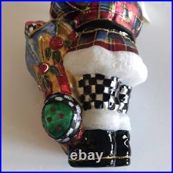 Rare/Retired MacKenzie Childs (NY) HOLLY SANTA Glass Ornament 53910-26 MIB