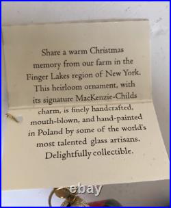 Rare/Retired MacKenzie Childs (NY) HOLLY SANTA Glass Ornament 53910-26 MIB