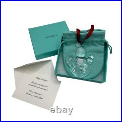 Rare Tiffany & Co Crystal Snowman Ornament Germany Box Pouch Letter 2014