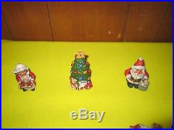 Rare Unique Christmas set of 12 clay style figures Santa Mrs Claus Snowmen Tree
