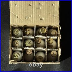 Rare VTG Freddi Japan #6271 ceramic hanging ornaments 12 pc NOS set teardrop box