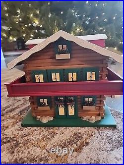 Rare Vintage Colwater Creek 15×12 Wood Cabin Advent Calendar With Ornaments