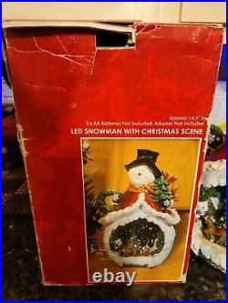 Rare Vintage Kirkland's LED Snowman With Christmas Scene Large 14