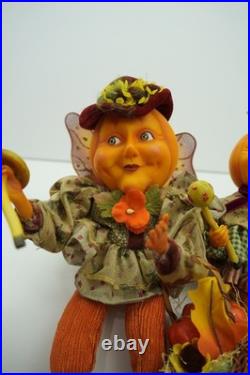 Rare Winward Pumpkin Head Figurines Set Fall Halloween Decor Pair Whimsy