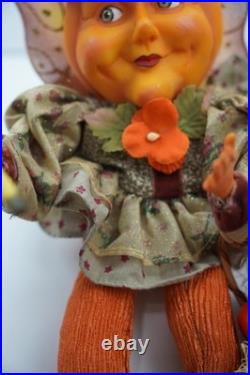Rare Winward Pumpkin Head Figurines Set Fall Halloween Decor Pair Whimsy