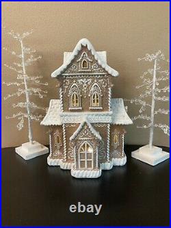 Raz Illuminated Lace Gingerbread Cottage by Valerie Parr Hill