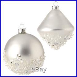 Raz Imports3 Iced White Glass OrnamentChristmasSet 2Use 4 Tree/Wreath/Swag
