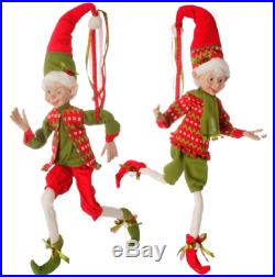 Raz Imports 30 Red and Green Holly Posable Elf Set 3702604 FREE SHIPPING