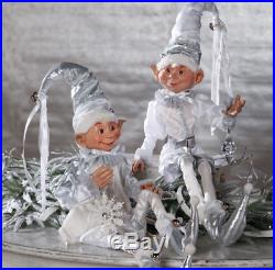 Raz Imports 30 in Silver Posable Christmas Elf Set of 2 FREE SHIPPING 3702498