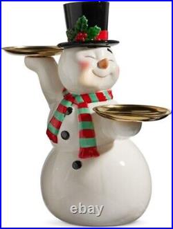 Raz Imports RETRO SNOWMAN CAKE PLATE Food Safe Hand Wash Christmas NEW