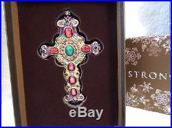 Red Christmas Cross Jay Strongwater Glass Ornament with Swarovski Crystals NIB