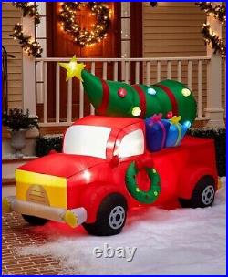 Red Christmas Truck 7′ x 5.5′ Infatable with Blinking Ornaments New