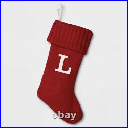 Red Holiday Monogrammed Cable Knit Christmas Stocking Initial LETTER L 20 NWT