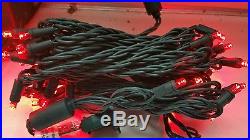 Red LED Christmas lights 50 Light Set Case of 24 strand 5MM Wide Angle Concave