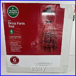 Red Pre-Lit LED Dress Form Christmas Tree 4 Ft Winter Wonder Lane NIB