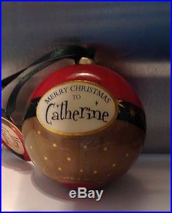 Red and gold Pretty Personalised Christmas Tree bauble Catherine