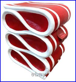 Red white peppermint stripe candy stool side table resin 21 Christmas decor new