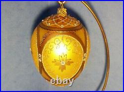 Reed & Barton European Glass Ornament Yellow Gold Egg With Swarovski Crystals