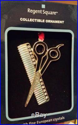 Regent Square Bling Hair Stylist Dresser Comb Scissors 2014 Christmas Ornament