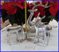 Reindeer 3 Piece Set Polished Aluminum Metal 13 3/4- 10- 6 Winter Decor
