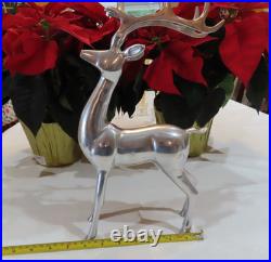 Reindeer 3 Piece Set Polished Aluminum Metal 13 3/4- 10- 6 Winter Decor