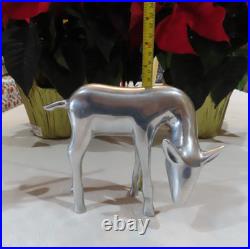 Reindeer 3 Piece Set Polished Aluminum Metal 13 3/4- 10- 6 Winter Decor