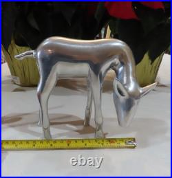 Reindeer 3 Piece Set Polished Aluminum Metal 13 3/4- 10- 6 Winter Decor