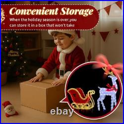 Reindeer Pulling Sleigh 5FT Christmas Decoration with Light for In/Outdoor Holiday