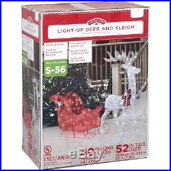 Reindeer Sleigh Christmas LED Lights Outdoor Decoration 120 White LED Lights