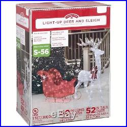 Reindeer Sleigh LED Lights Christmas Outdoor Lighted Holiday Yard Decoration Set