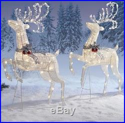 Reindeer Sleigh Set Christmas Pre Lit LED Lights Indoor Outdoor Yard Decor